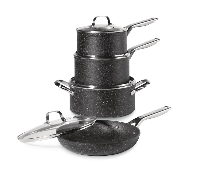 Heritage Rock Essence Cookware Set with Glass Lids, Aluminum, 8-pc U9