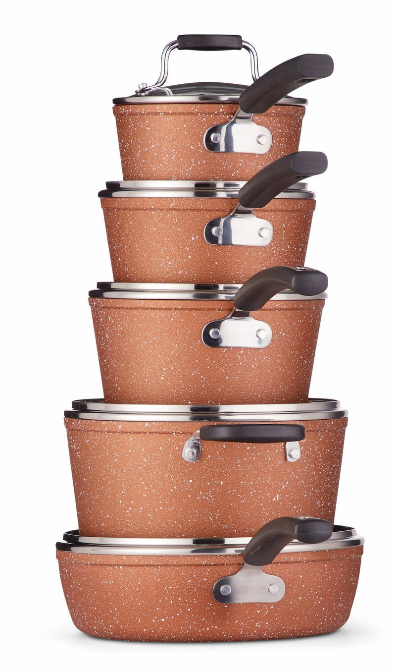 Heritage The Rock Copper Essentials Cookware Set, Non-Stick, Dishwasher & Oven Safe, 10-pc K1