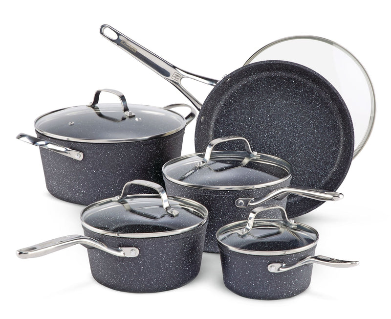 Heritage The Rock Forged Non-Stick Cookware Set, Dishwasher & Oven Safe, Black, 10-pc R1