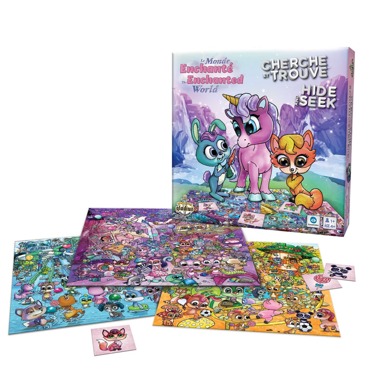 Hide and Seek The Enchanted World Family Board Game, Bilingual, Ages 4+ B0