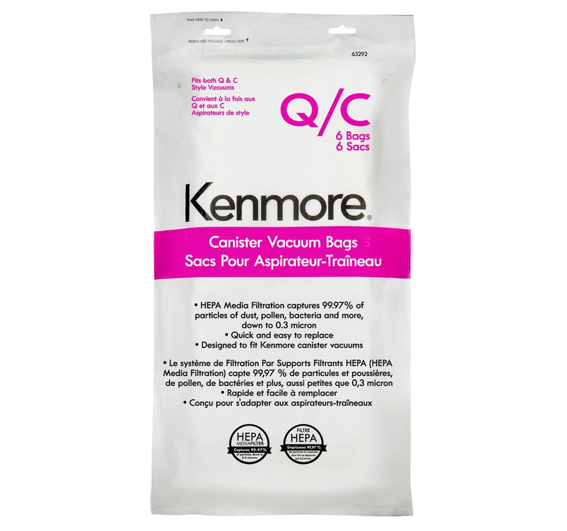 Kenmore Genuine HEPA Canister Vacuum Cleaner Bags, 6-pk G0