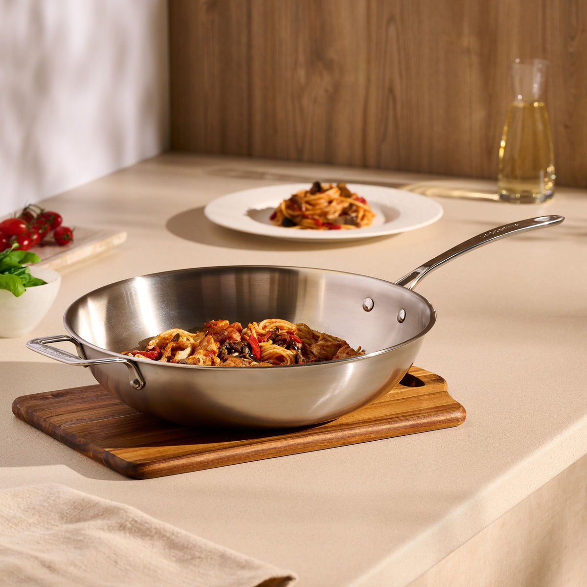 Lagostina 3-Ply Clad Commercial Wok Fry Pan, 32-cm