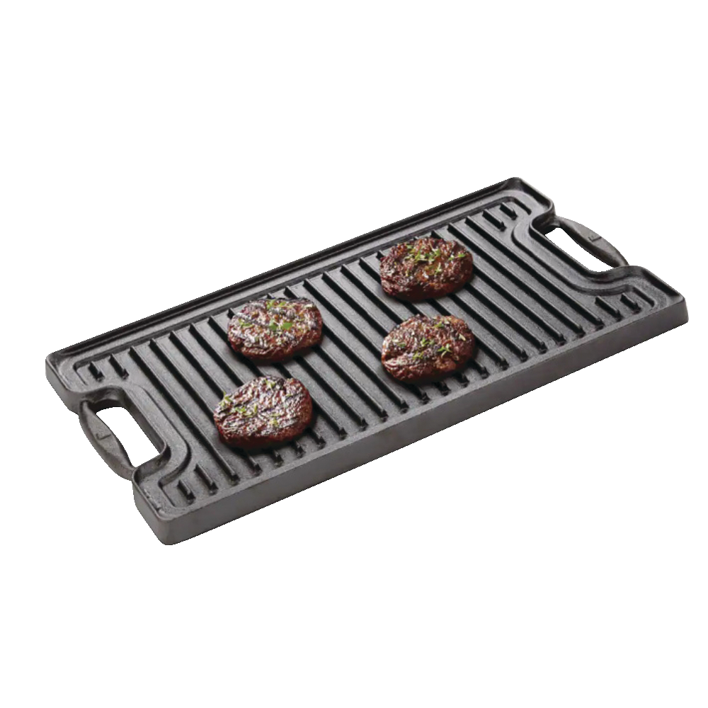Lagostina Pre-Seasoned Cast Iron Reversible Grill, Oven & BBQ Safe, Black, 20-in x 10-in