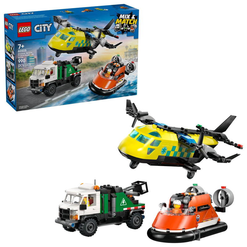 LEGO City Airplane Service, Truck & Hovercraft Remix Building Set - 60505, 990-pcs, Ages 7+ Y9