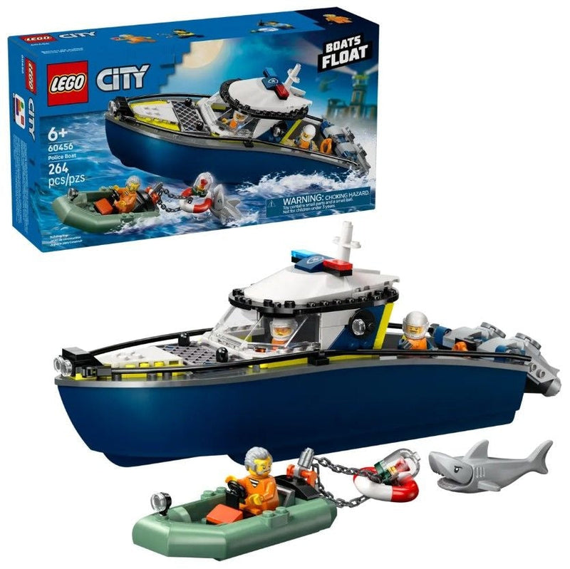 LEGO City Police Boat Chase - 60456, 264-pcs, Ages 6+ Z6