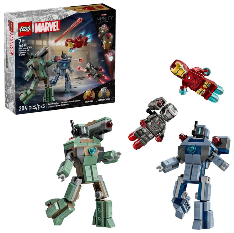 LEGO Marvel Iron Man & War Machine vs. Hammer Drones - 76320, 204-pcs, Ages 7+ X0