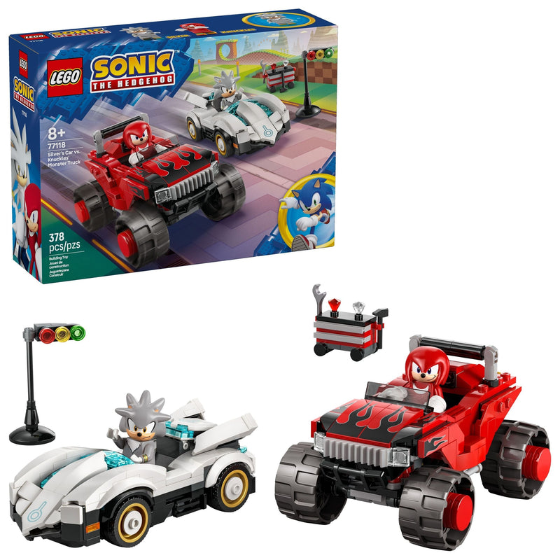 LEGO Sonic The Hedgehog Silver’s Car vs. Knuckles’ Monster Truck - 77118, 378-pcs, Ages 8+ C3
