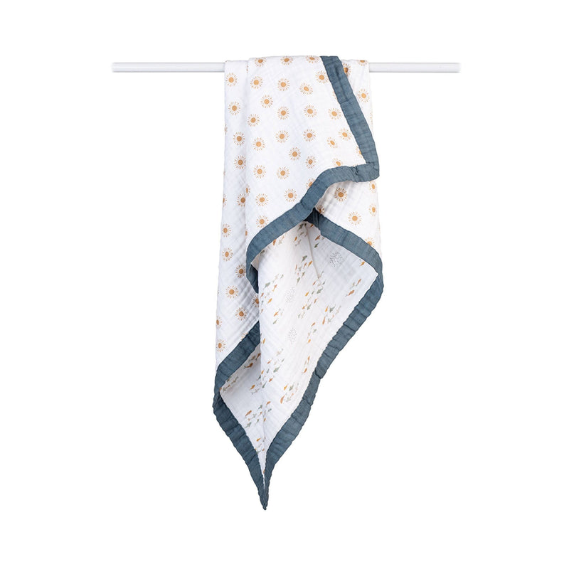 Lulujo 3-Ply Sun & Fish Reversible Muslin Blanket T9
