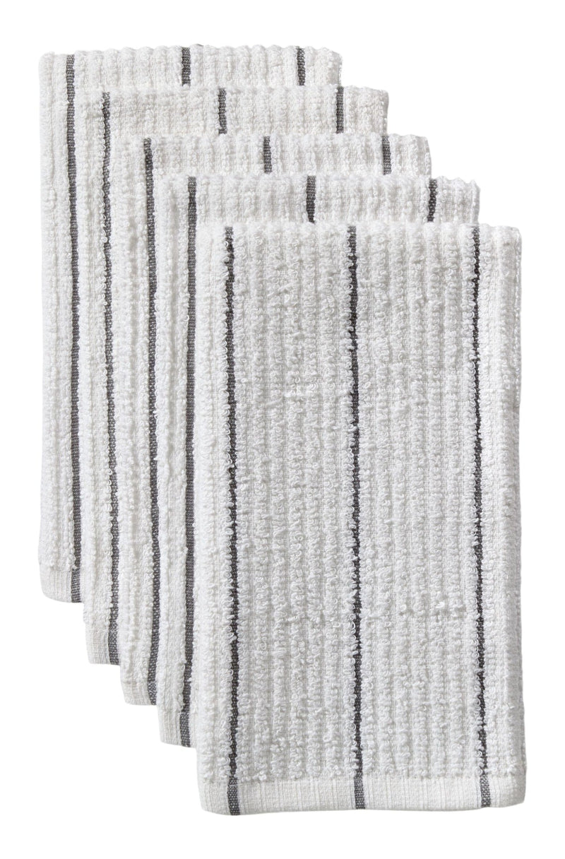Master Chef Ribbed Stripe Bar Mop Dish Cloths, Grey Stripes, 5-pk F1