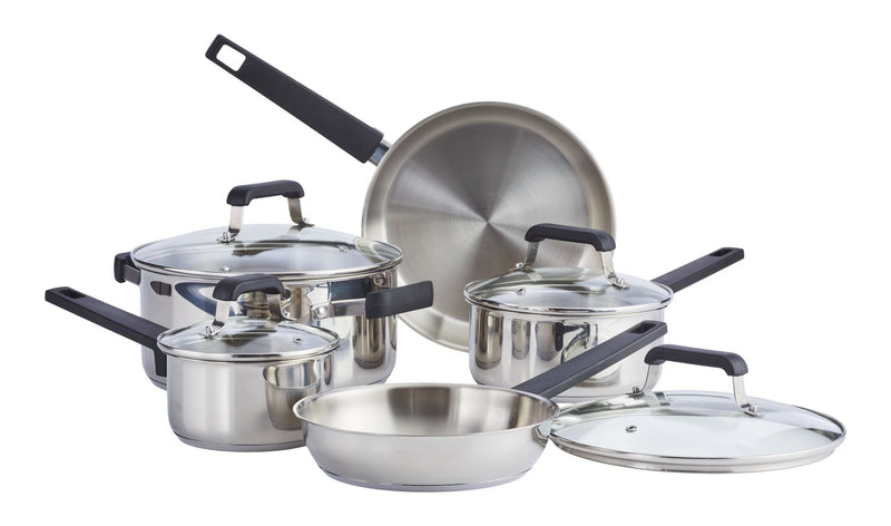 Master Chef Stainless Steel Cookware Set with Glass Lids, 9-pc N4