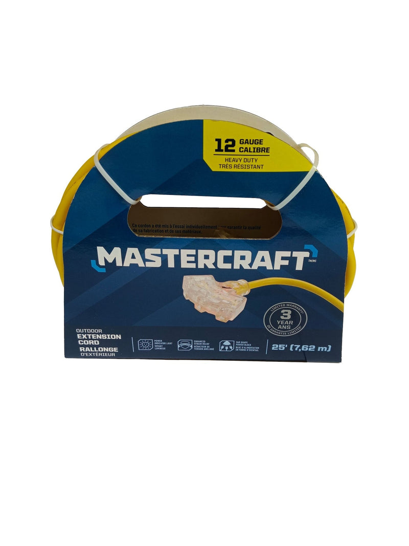 Mastercraft 25-ft Outdoor 12 Gauge Extension Cord with Fantail End, Yellow V5