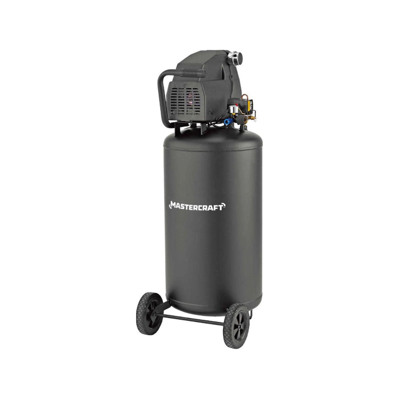 Mastercraft 26-Gallon Oil-Free Portable Vertical Air Compressor, Matte Black, 135 PSI, 1.8HP A9