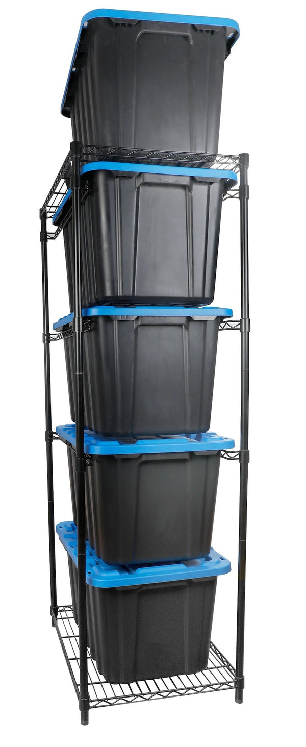 Mastercraft 5-Tier Steel Tote Storage Rack, Black, Totes Not Included Z2