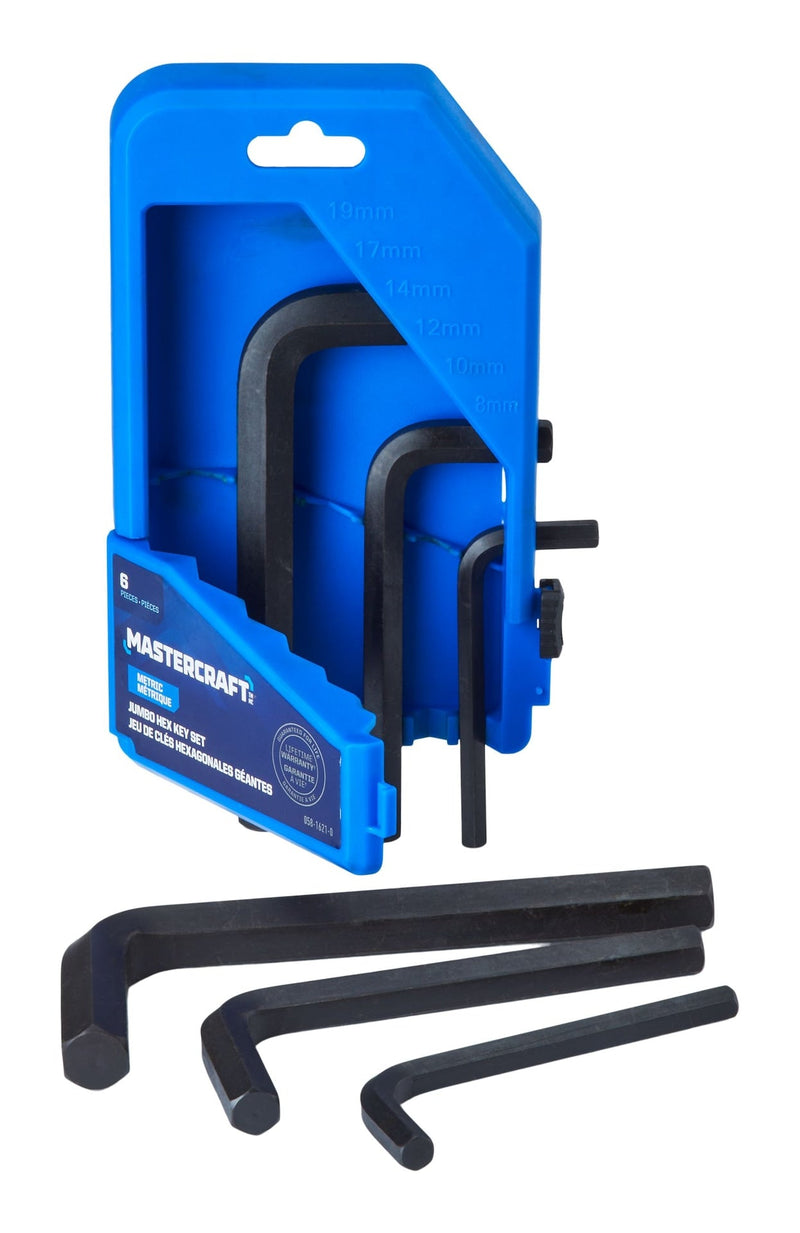 Mastercraft Jumbo Hex Key Set/Allen Wrench Set, Metric, High Quality Cr-V Steel, 6-pc M3