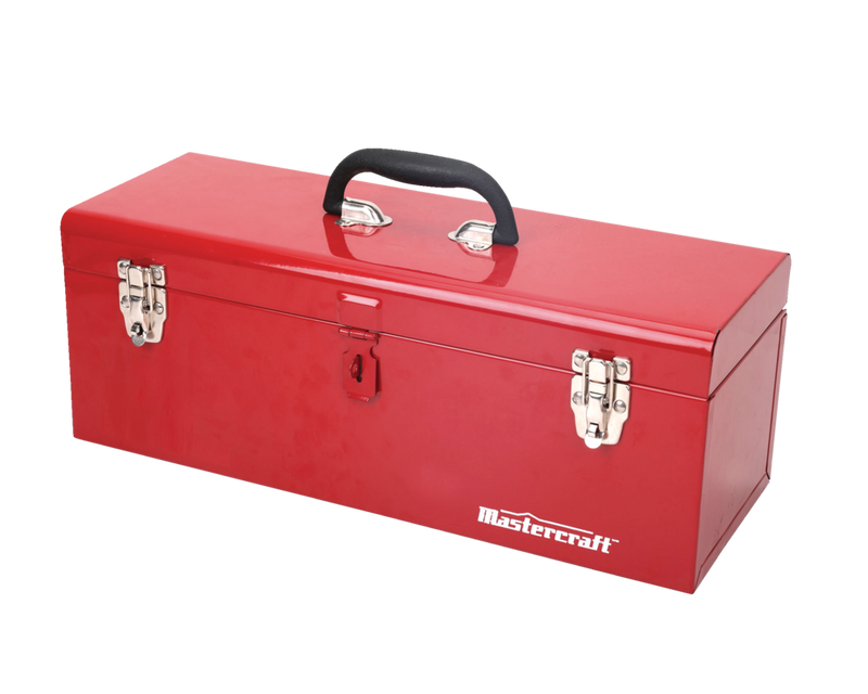 Mastercraft Portable Metal Hip Roof Tool Box with Removable Tray, 19-in, Red L6