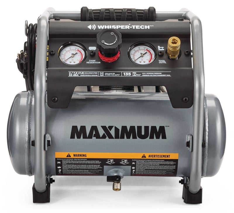 MAXIMUM 2-Gallon Quiet Air Compressor, 135 PSI, 1 HP L2