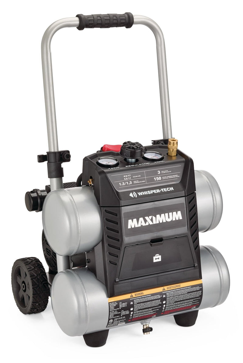 MAXIMUM 4.5-Gallon Quiet Air Compressor, 150 PSI, 1.3 HP S0