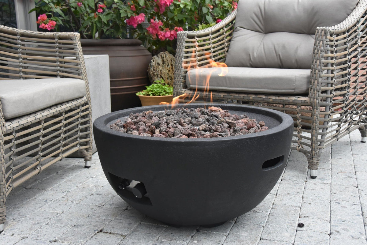 Modeno Jefferson Outdoor Gas-Fueled Fire Bowl with PVC Cover, 40,000 BTUs, 26 x 26 x 13-in