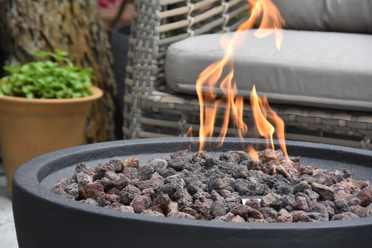 Modeno Jefferson Outdoor Gas-Fueled Fire Bowl with PVC Cover, 40,000 BTUs, 26 x 26 x 13-in