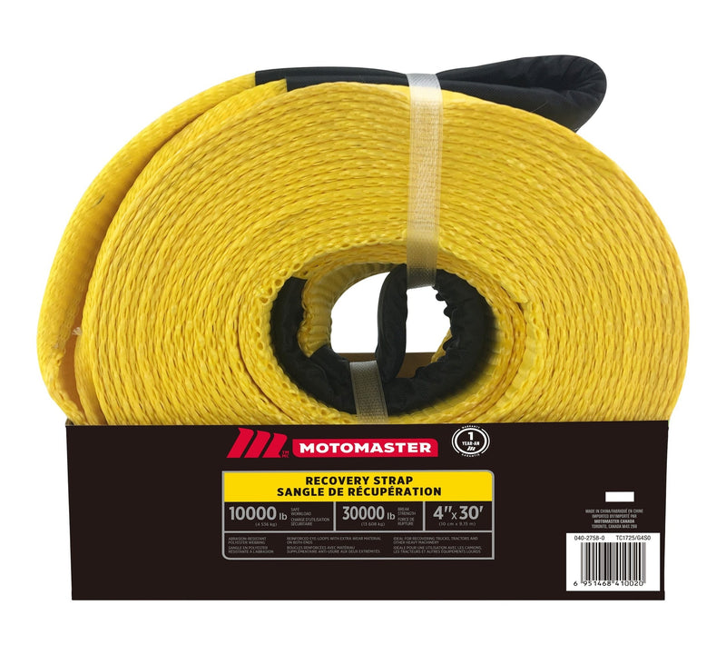 MotoMaster 30,000-lb Recovery Strap with Loop Ends, Commercial Grade, 4-in x 30-ft W1