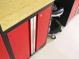 NewAge Bold 3.0 Series All-in-One Lockable Steel Garage Cabinetry Set with Stainless Steel Top, Black/Red, 48-in x 18-in x 76.75-in, 5-pc