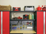 NewAge Bold 3.0 Series All-in-One Lockable Steel Garage Cabinetry Set with Stainless Steel Top, Black/Red, 48-in x 18-in x 76.75-in, 5-pc