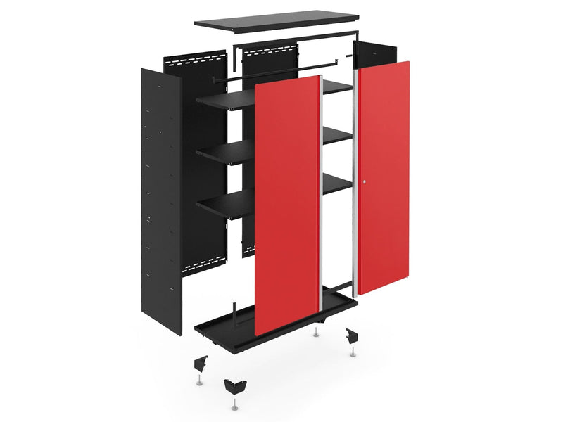 NewAge Bold Series 24-Gauge Steel RTA Storage Locker with 3 Shelves, Black/Red, 30-in I0