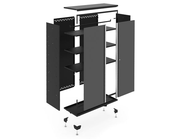 NewAge Bold Series Lockable 24-Gauge Steel RTA Storage Locker with 3 Shelves, Grey/Black, 36-in C4
