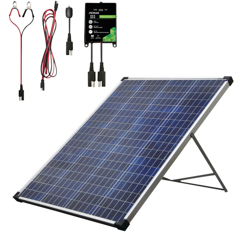 NOMA 100 Watt, 12V Crystalline Solar Panel Kit with Stand and Charge Controller A9