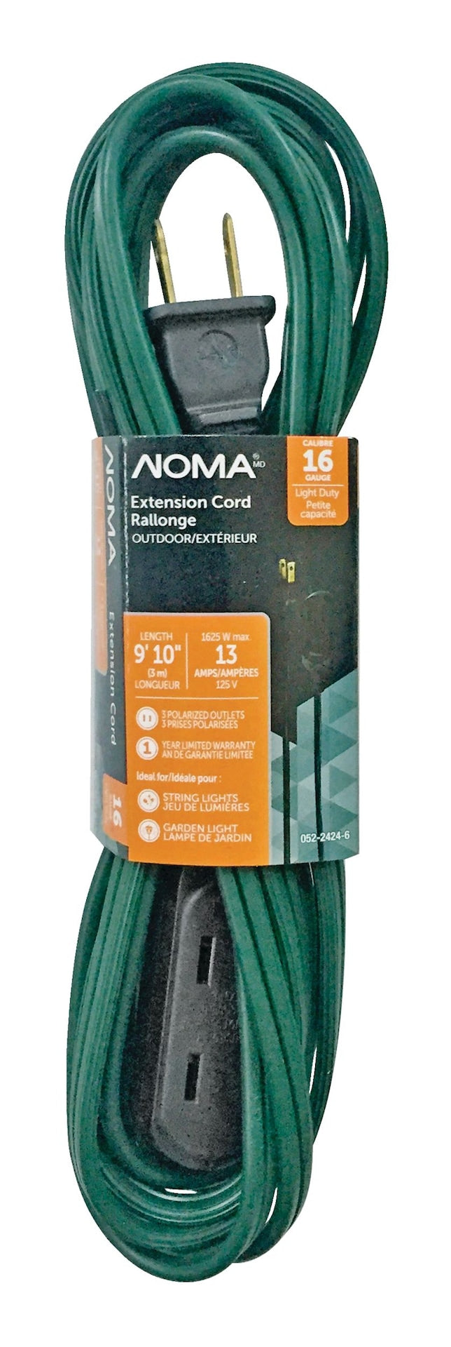 NOMA 16/2 Outdoor Extension Cord with 3 Outlets, Green J8
