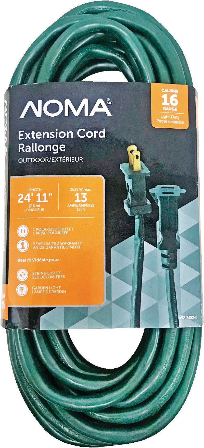 NOMA 24-ft 11-in 16/2 Outdoor Extension Cord with 1 Outlet, Green X2