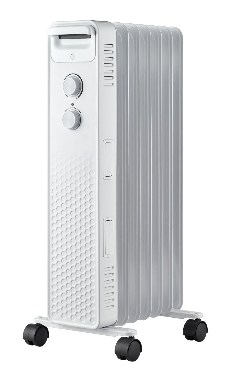 NOMA 3-Setting Mechanical Oil Filled Heater with Adjustable Thermostat, Castors & Handle, 1500W, White N7