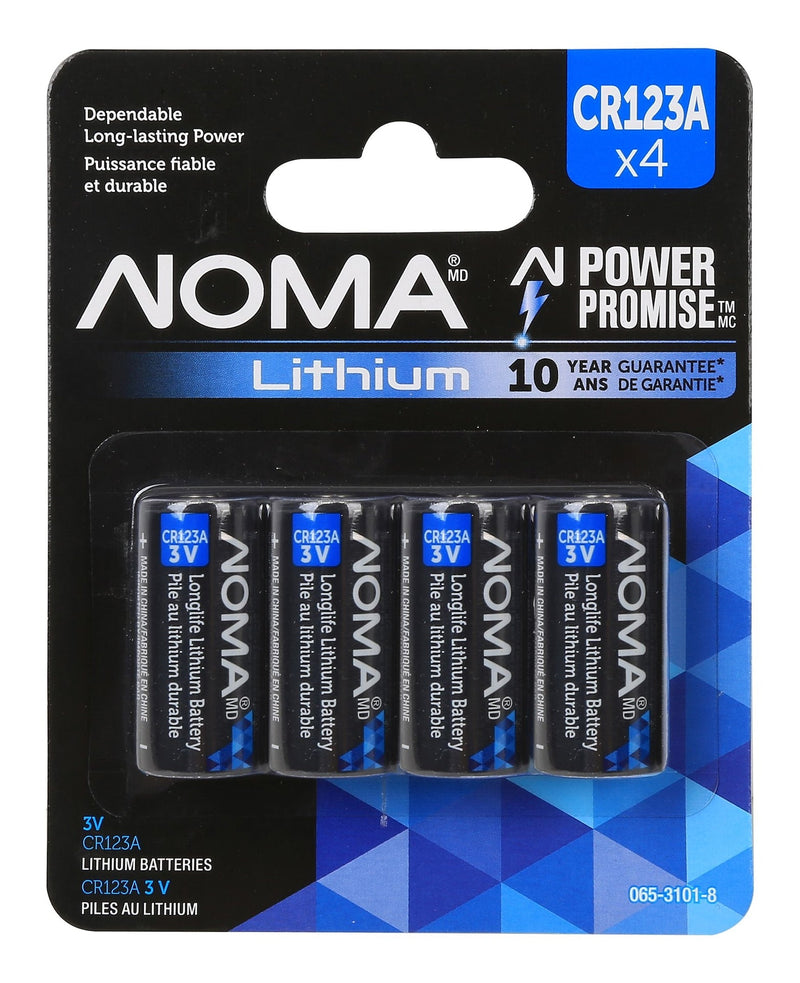 NOMA 4-pk CR123 3V / 3 Volt Lithium Photo Batteries, Long Lasting O0