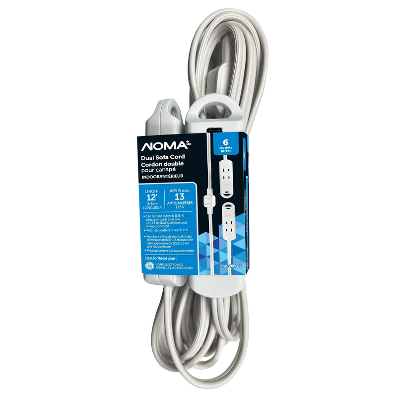 NOMA 6-ft 13A 6-Outlet/1-USB-C White Indoor Twin Extension Cord U8