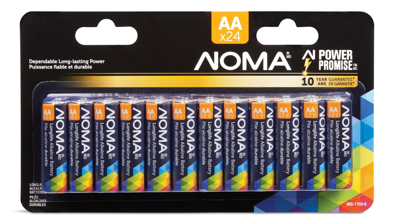 NOMA AA Alkaline Batteries, Long Lasting, All Purpose, 24-pk Y0