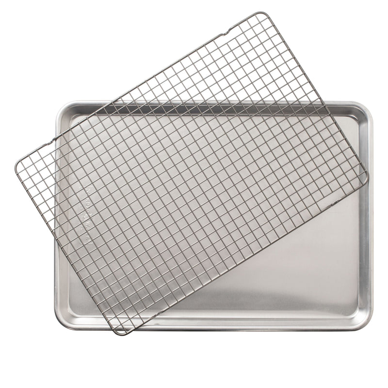 Nordic Ware Naturals Aluminum Half-Sheet with Oven-Safe Nonstick Grid, 2-pc M3