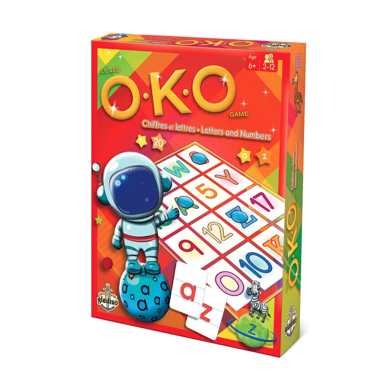 O.K.O. Letters & Numbers Family Board Game, Bilingual, Ages 6+ H0