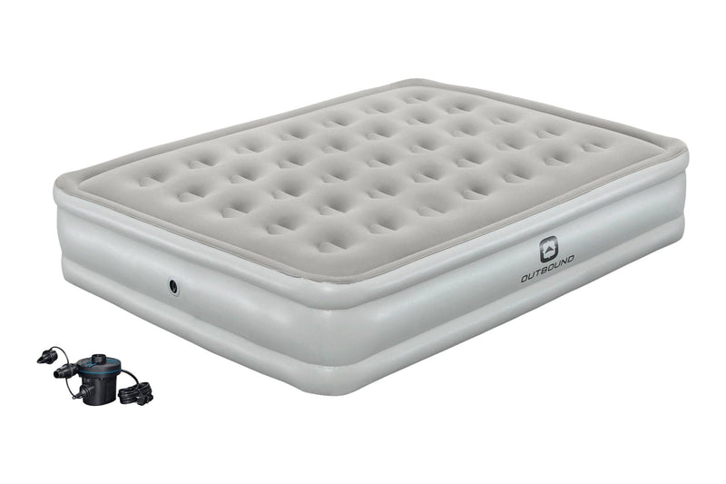 Outbound Queen Flocked Double-High Inflatable Air Mattress/Airbed with 110V Pump & Carry Bag C7