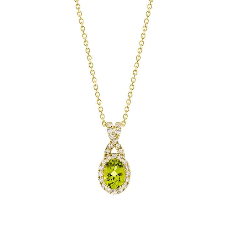 Oval Cut Peridot and Diamond Pendant (0.19 ctw) P3