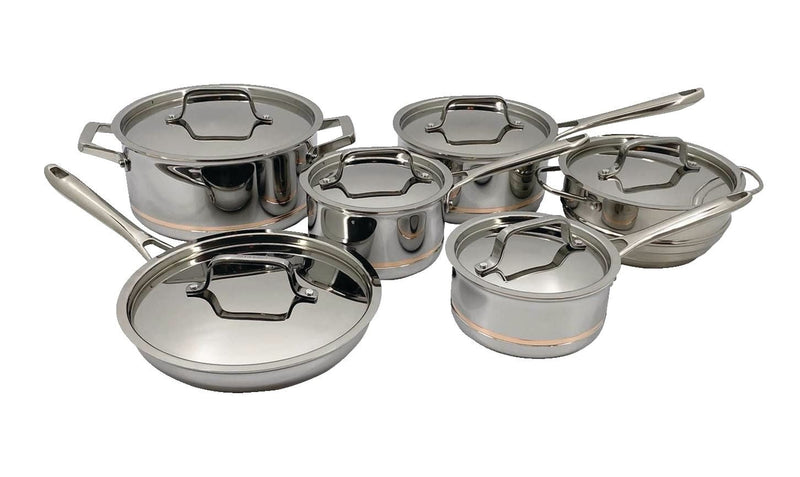 PADERNO 5-Ply Copper Core Stainless Steel Cookware Set, Oven Safe, 12-pc S4