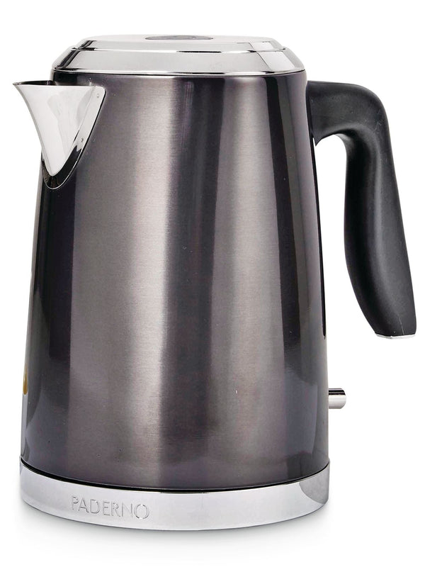PADERNO Cordless Electric Kettle with Auto Shut Off, Black Stainless Steel, 1.7L O4
