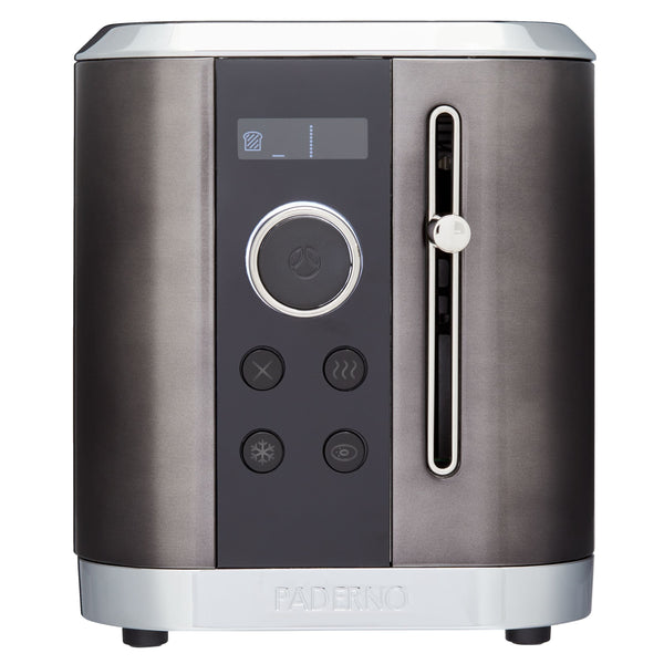 PADERNO Even Heat Wide Slots Toaster with 9 Settings, Black Stainless Steel, 2-Slices M6