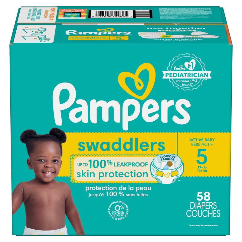 Pampers Swaddler Size 5 Leak-Free Baby Diapers, 55-pc V6