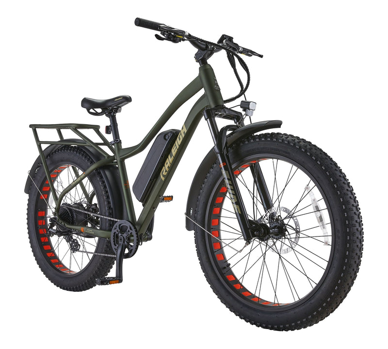 Raleigh Quanta All-Terrain Lightweight Electric Bicycle with Front & Rear Lights, 26-in Wheel, Green U2