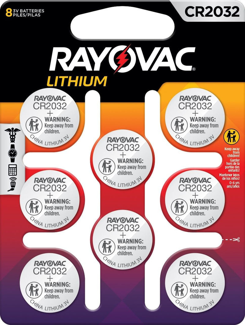 Rayovac CR2032 Lithium Coin Batteries, 8-ct H6