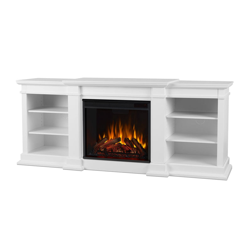 Real Flame Fresno Electric Media Indoor Electric Fireplace TV Stand, 72-in, 1500W, White T9