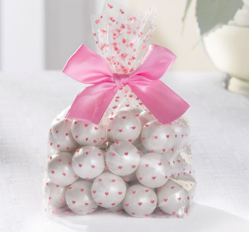 Rectangle Cello Treat Party Bags, Pink/Clear, Hearts, 10-in, 12-pk, for Gender Reveal/Baby Shower P3