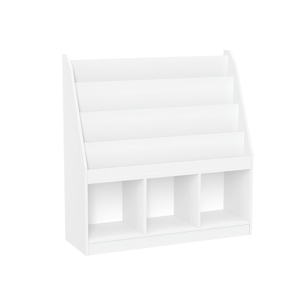 RiverRidge Home Kids' Playroom Bookrack with 3 Toy Organizer Cubbies & 4 Book Shelves, White X8