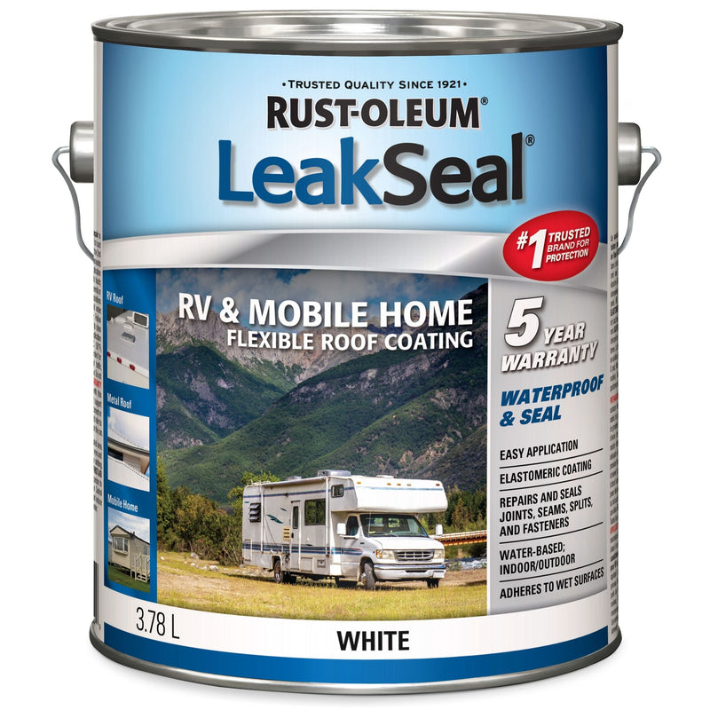 Rust-Oleum LeakSeal Waterproof Mobile Home & RV Roof Sealant / Coating, White, 3.78-L Y8