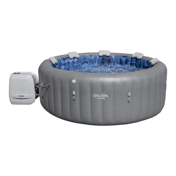 Salu Spa Santorini Grey 7-Person Luxe HydroJet Pro Round Smart Spa, 85-in x 31.5-in V4